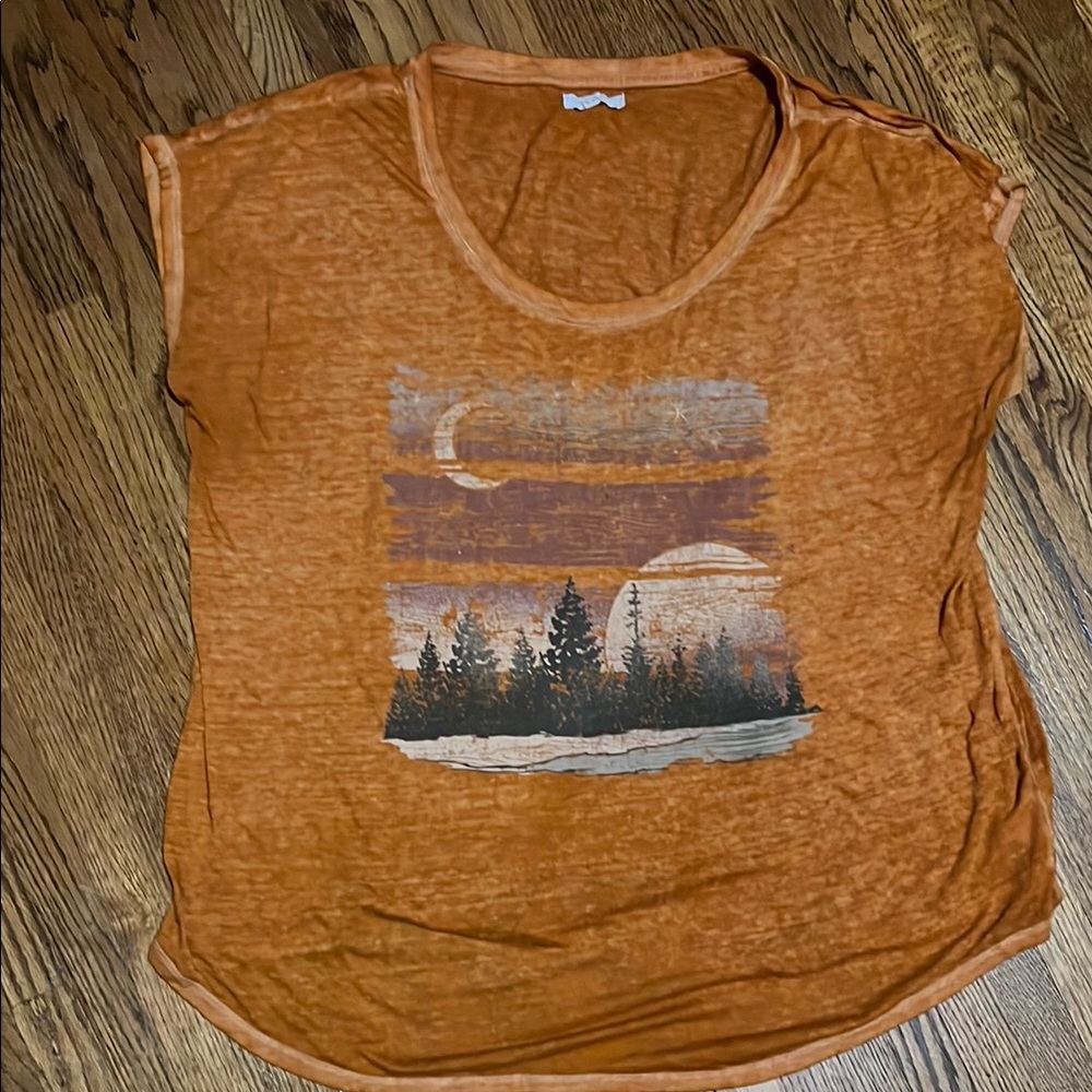 Maurices Orange Sleeveless Graphic Tee Relaxed Fit
